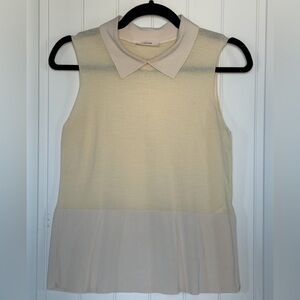Celine Phoebe Philo Cream silk cotton Sleeveless knitted top Blouse